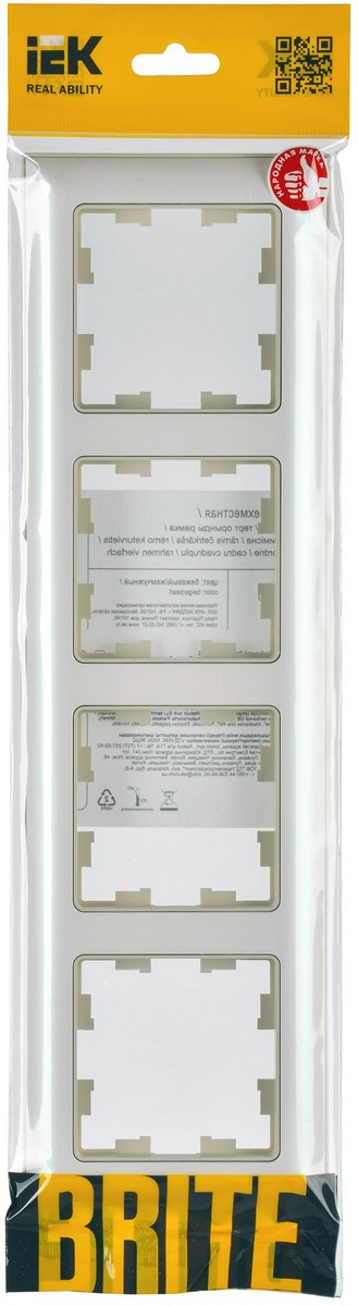 IEK Brite Рамки Рамка IEK BRITE DECOR Жемчуг/беж 3D-форма 4-мест. РУ-4-Бр