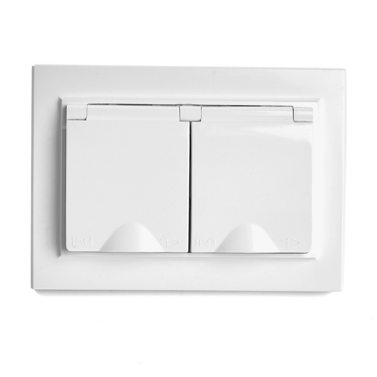 Эрна - Розетки и выключатели Stekker Розетка 2-местная с/з с крышкой STEKKER PST16-9015-01 16А Эрна белый с рамкой 49139