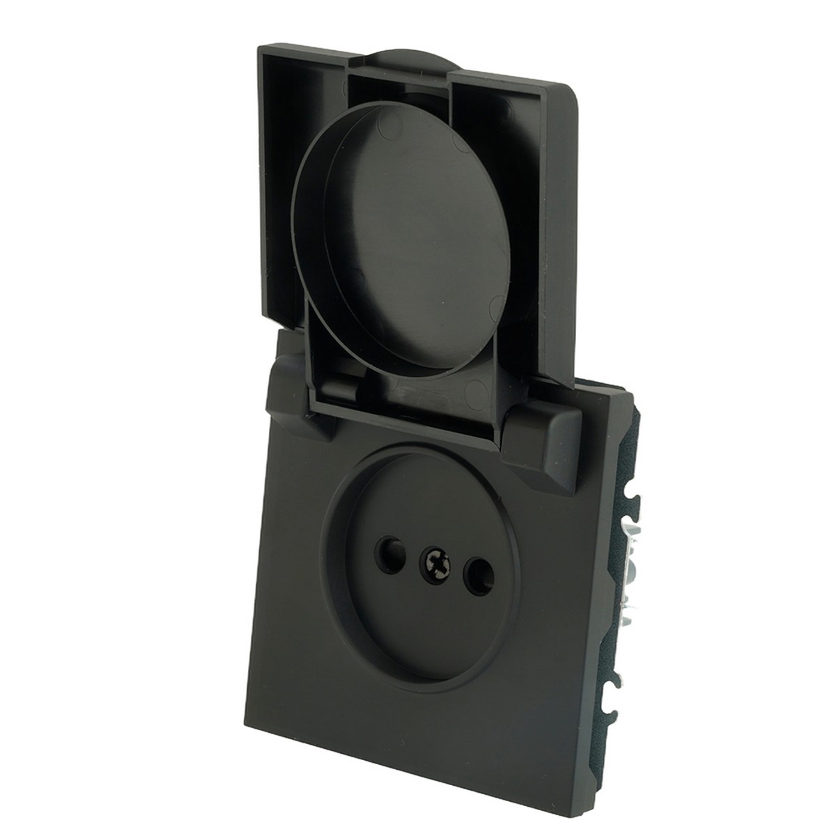 Эмили - Розетки и выключатели Stekker Розетка 1-ая с крышкой с защ. штор б/з STEKKER Эмили RST16-5113-05 черный уголь soft touch 49852