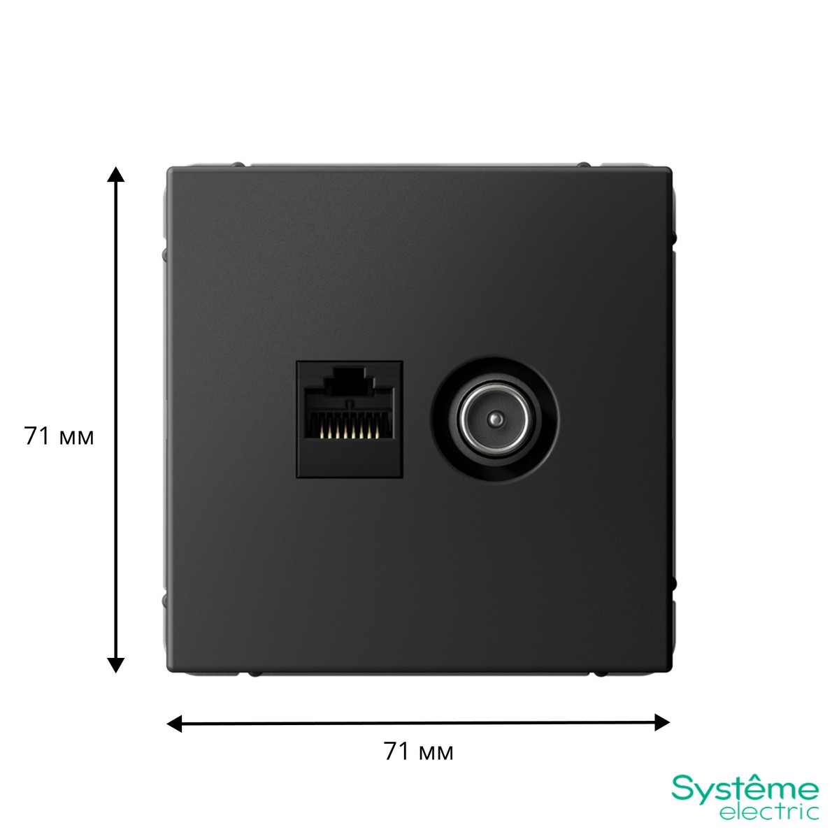 ArtGallery Базальт Розетка Systeme Electric ArtGallery Базальт двойная ТВ + компьютерная RJ45 кат. 5Е GAL001489