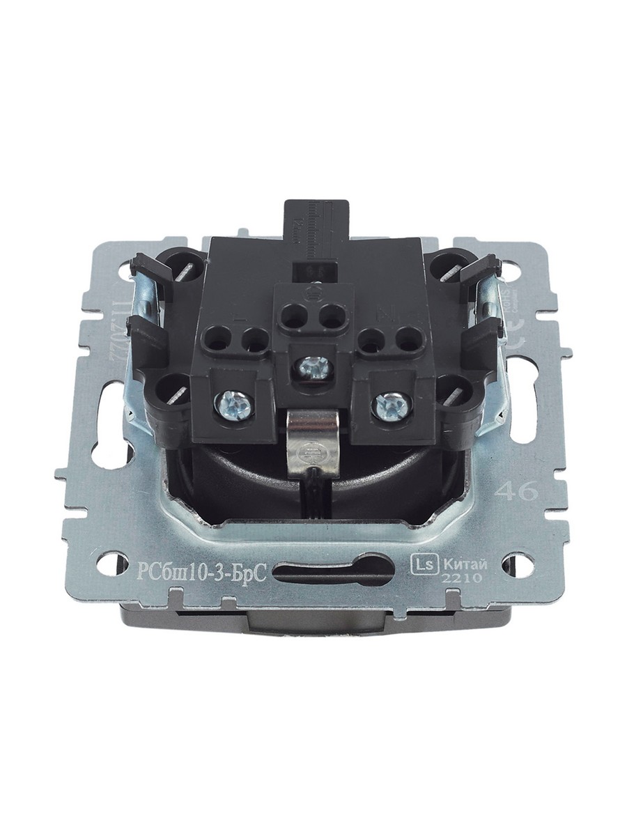 IEK Brite Сталь Розетка IEK BRITE с/з с шторками и крышкой 16А IP20 РСбш10-3-БрС сталь BR-R16-16-K46