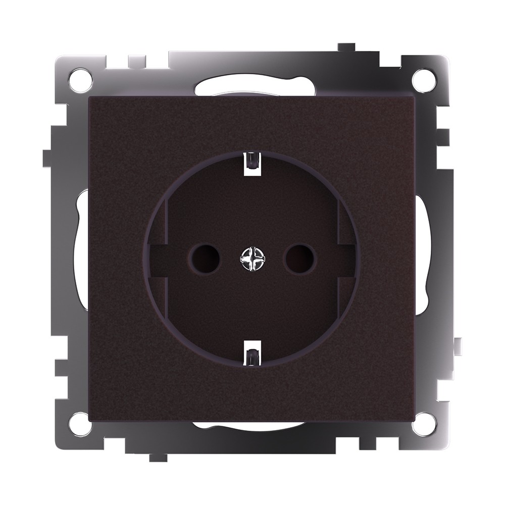 Катрин - Розетки и выключатели Stekker Розетка 1-местная с/з STEKKER GLS16-7110-04 250V 16А с защ. шторкой Катрин шоколад 49028
