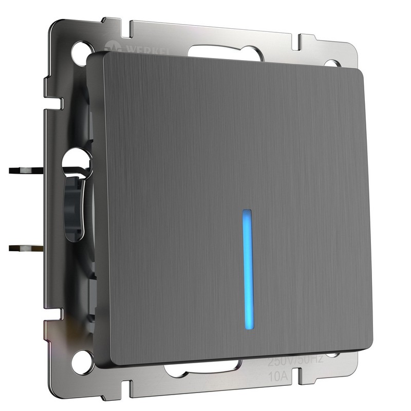 Werkel Графит рифленый механизмы Выключатель Werkel одноклавишный с подсветкой (графит рифленый) W1110104