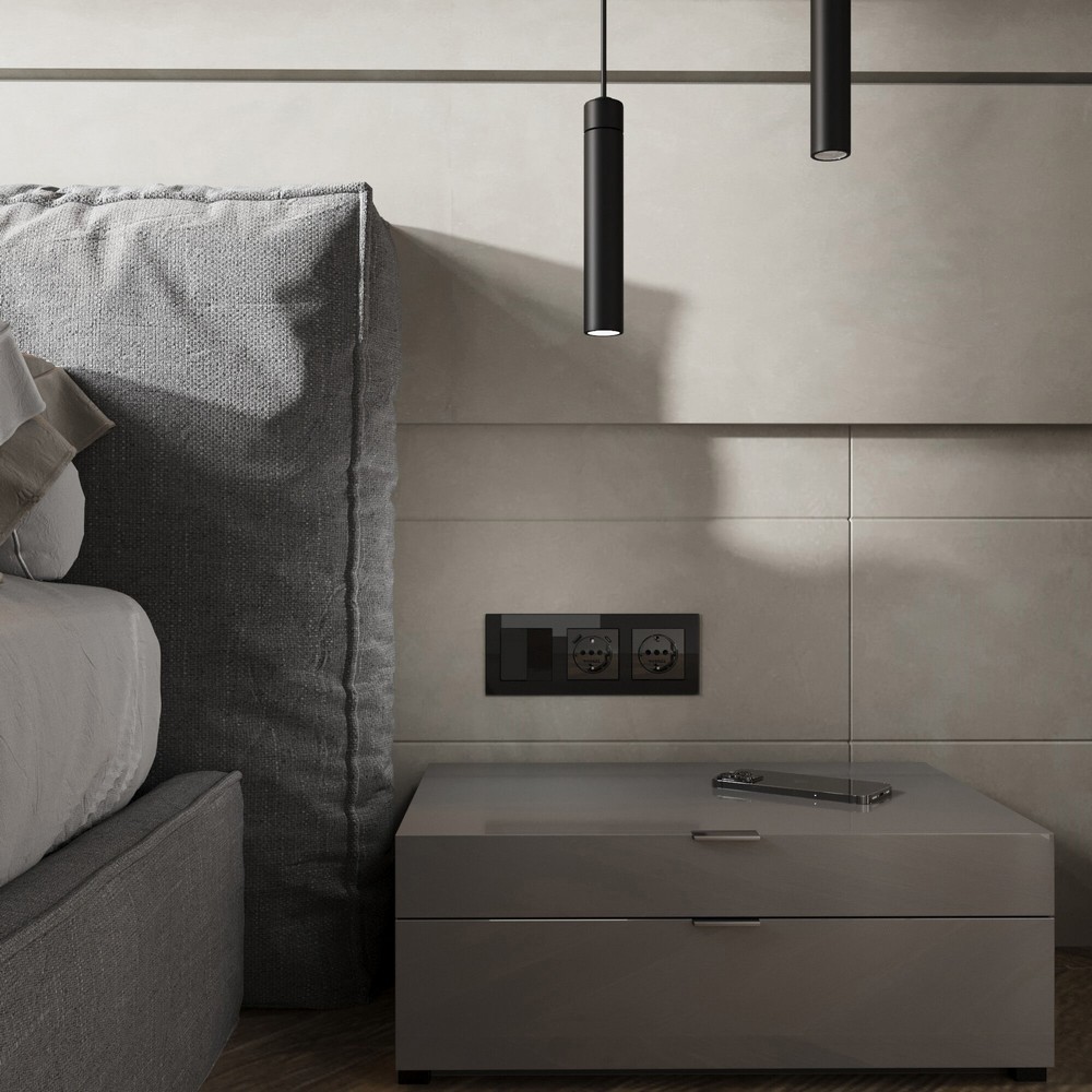 Werkel Черный акрил Розетка Werkel с заземлением, шторками и USB тип A+C (черный акрил) W11717480