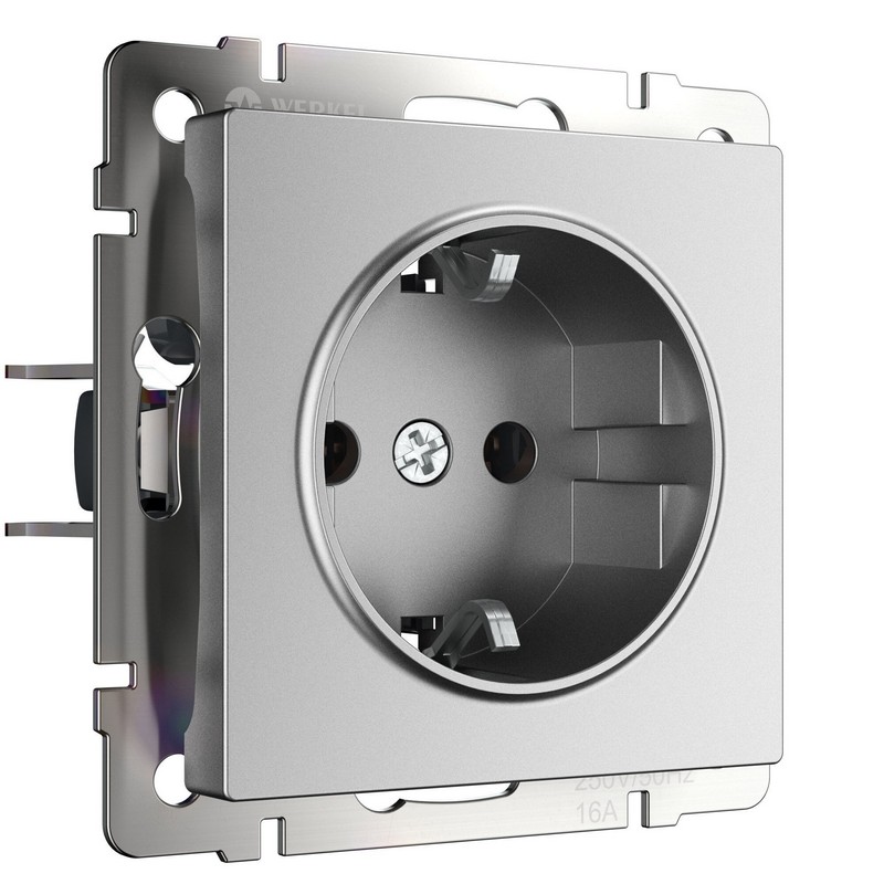 Werkel Серебряный матовый Розетка Werkel с заземлением (серебряный матовый) W1171065