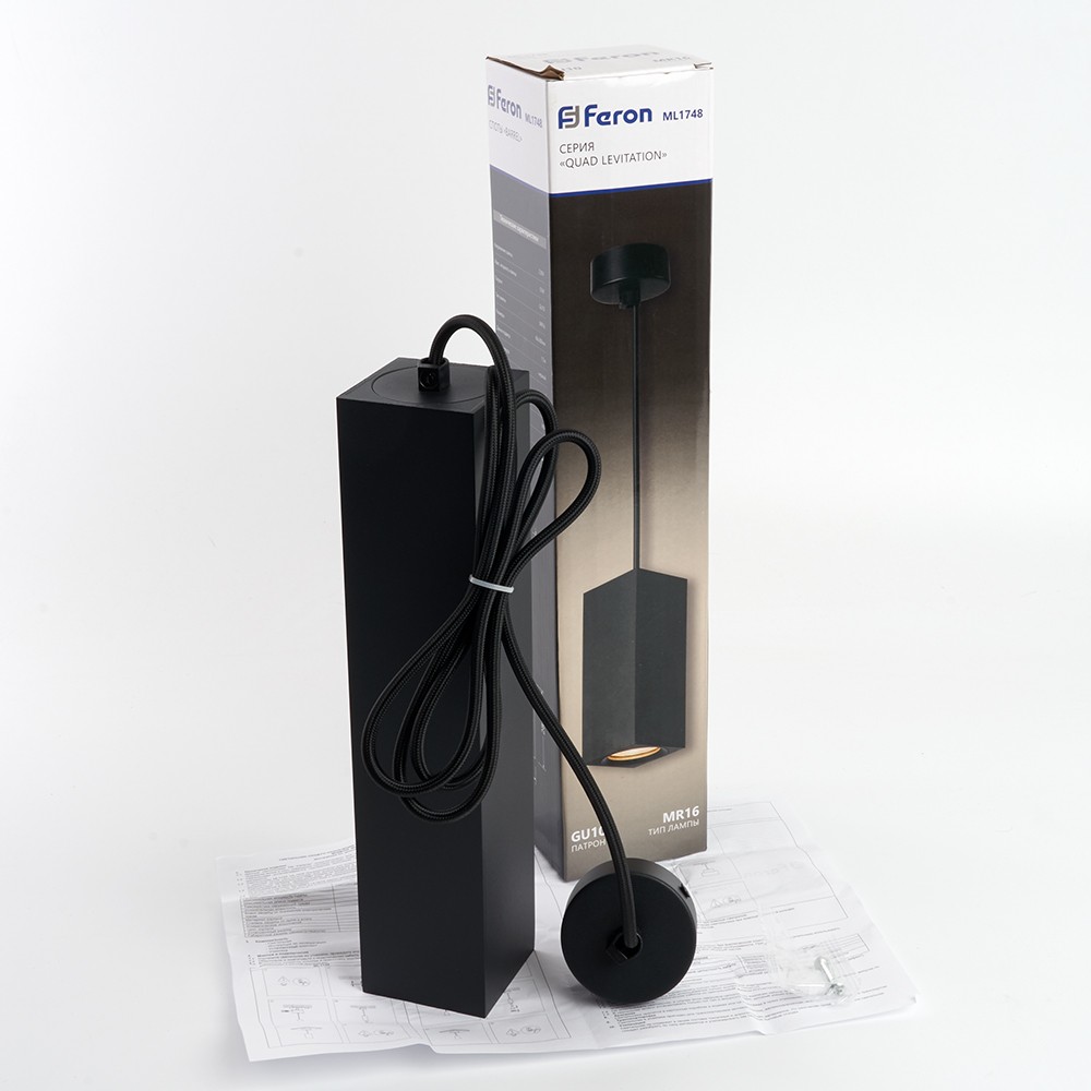 Подвесные светодиодные светильники Светильник подвесной Feron ML1748 Barrel QUAD levitation черный 48431 