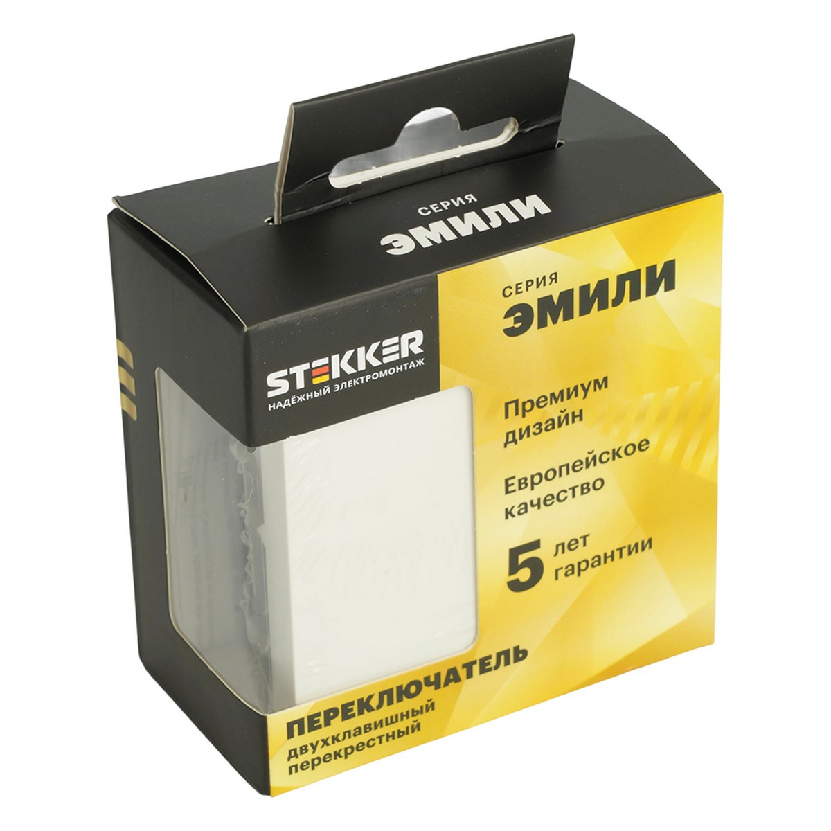 Эмили - Розетки и выключатели Stekker Переключатель перекрестный 2-клавишный STEKKER Эмили RSW10-5111-01 белый фарфор soft touch 50162