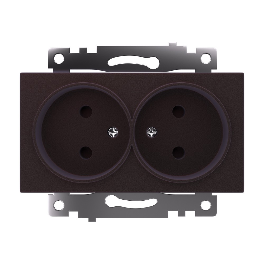 Катрин - Розетки и выключатели Stekker Розетка 2-местная б/з STEKKER GLS10-7113-04 250V 10А с защ. шторкой Катрин шоколад 49026