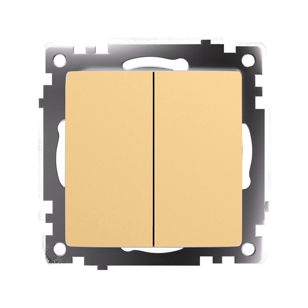 Катрин - Розетки и выключатели Stekker Переключатель 2-клавишный (механизм) STEKKER GLS10-7107-08 250V 10А  Катрин золото 49220