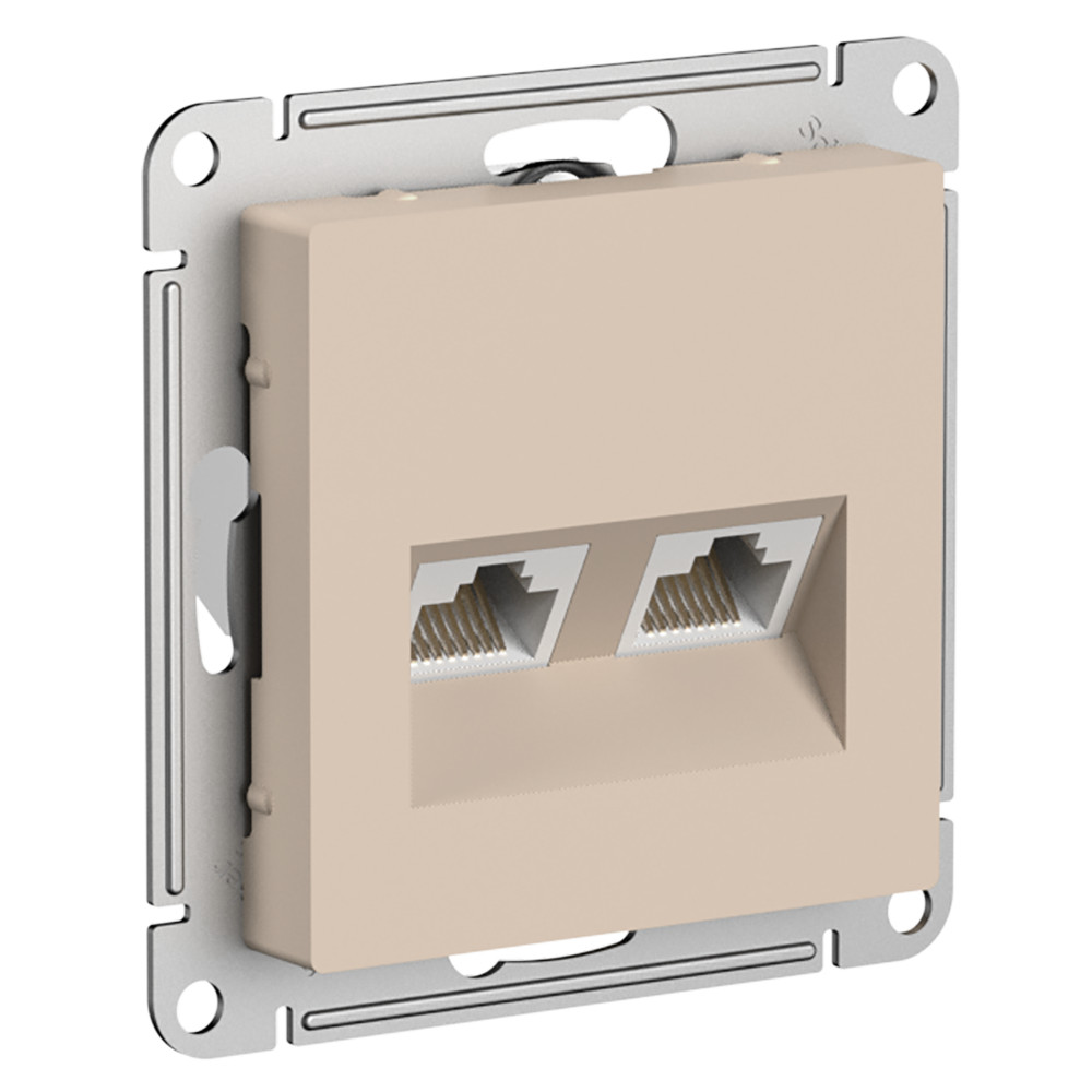 AtlasDesign Песочный Розетка Systeme Electric AtlasDesign Песочный двойная компьютерная RJ45+RJ45 кат5E ATN001285