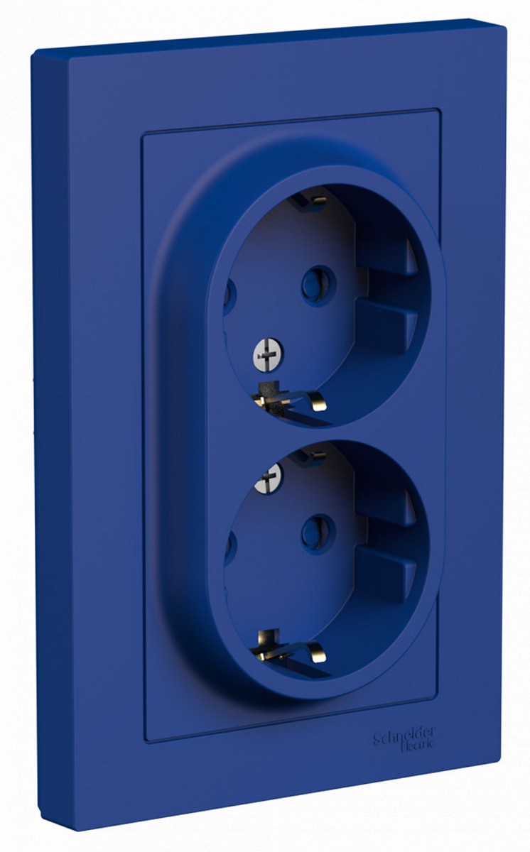 AtlasDesign Аквамарин Розетка Systeme Electric AtlasDesign Аквамарин двойная с/з со шторками 16А в сборе ATN001126