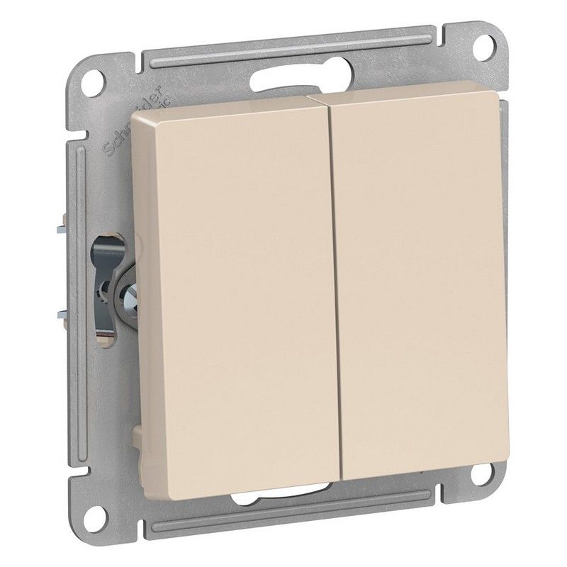 AtlasDesign Бежевый Выключатель 2-клавишный Systeme Electric AtlasDesign бежевый ATN000251