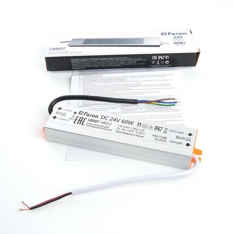 Блоки питания для светодиодной ленты Трансформатор Feron для светодиодной ленты 60W 24V (драйвер) LB007 48057 