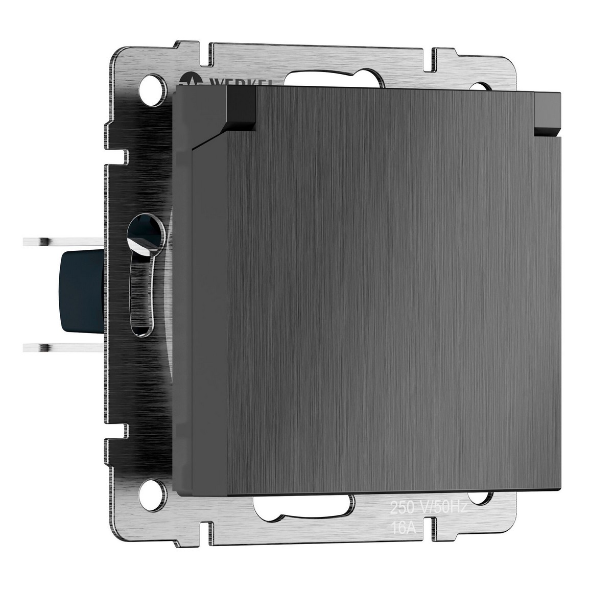 Werkel Графит рифленый механизмы Розетка Werkel влагозащ. с зазем. с защит. крышкой и шторками N (графит рифленый) W1171204