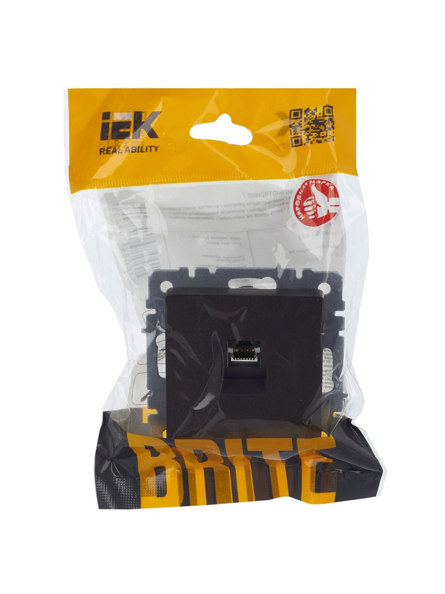 IEK Brite Бронза Розетка IEK BRITE компьютерная RJ45 кат.5E РК10-БрТБ темная бронза BR-K10-1-K45