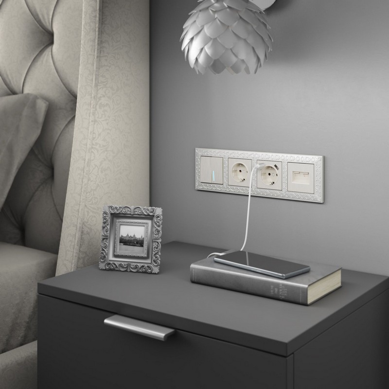 Werkel Перламутр рифленый механизмы Накладка для двойной розетки Werkel Еthernet RJ-45 перламутровый рифленый W1191113