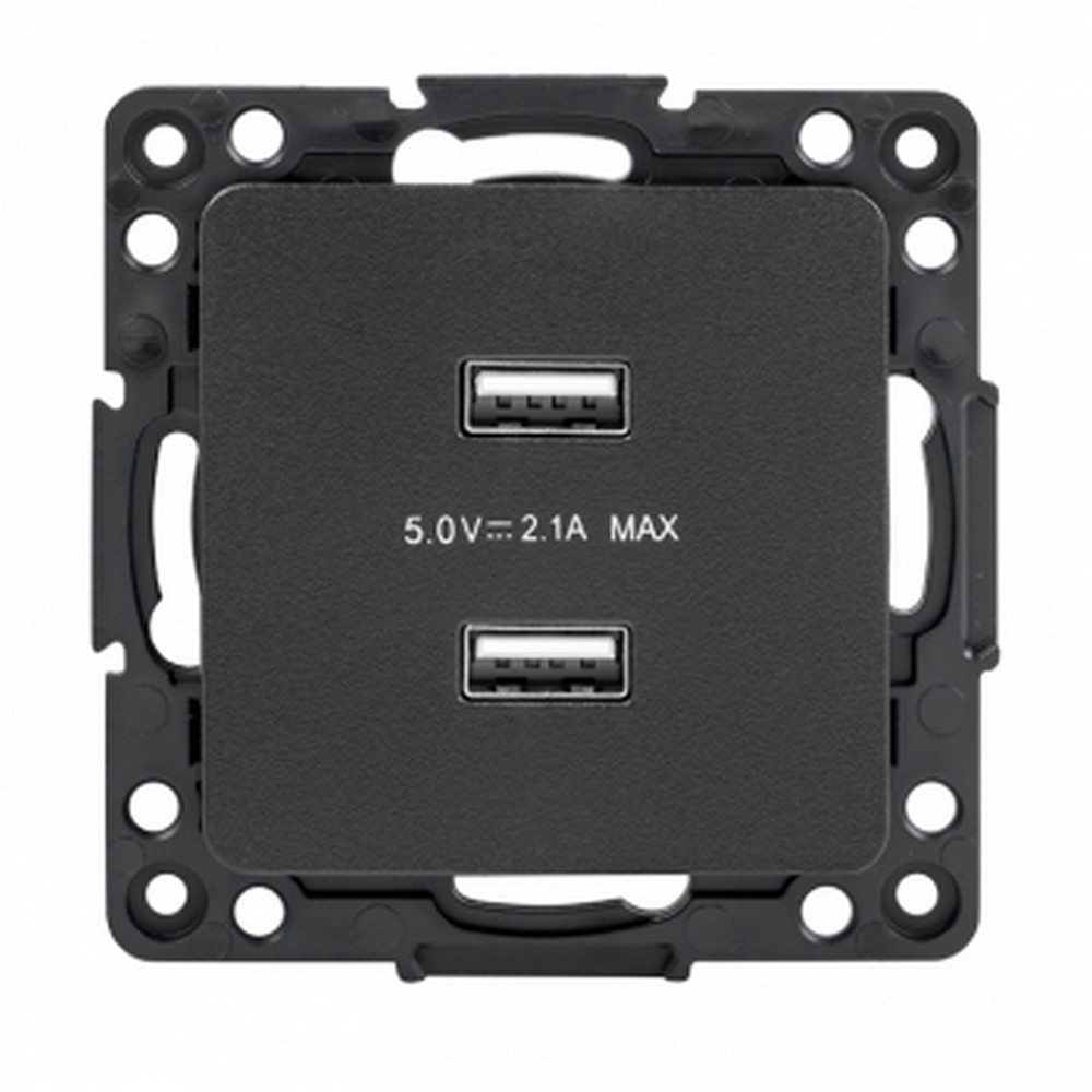 EKF Стокгольм черный Розетка USB EKF PROxima Стокгольм Черный 2-ая 21А  EZR16-028-10-2USB