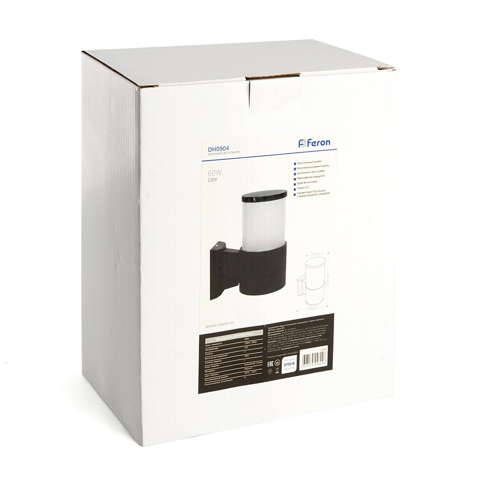 Уличные настенные светильники Светильник садово-парковый Feron DH0904 на стену вверх  E27 230V черный 11656 