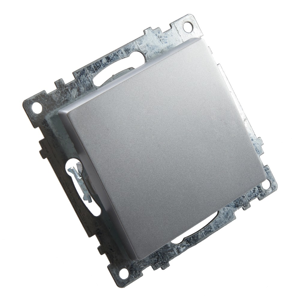 Катрин - Розетки и выключатели Stekker Выключатель 1-клавишный STEKKER GLS10-7103-03 250V 10А Катрин серебро 39575