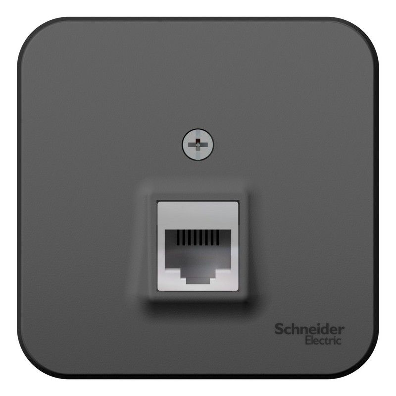 Blanca антрацит розетки и выключатели Розетка SE Blanca ТЛФ Антрацит наружный RJ11 изолир. пластина BLNIA011006