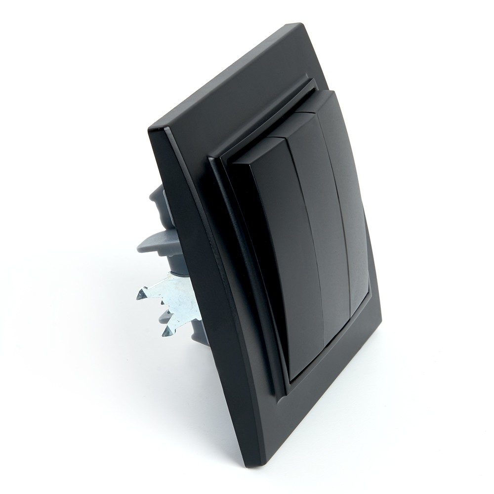 Эрна - Розетки и выключатели Stekker Выключатель 3-клавишный STEKKER PSW10-9007-03 10А Эрна черный с рамкой 39924