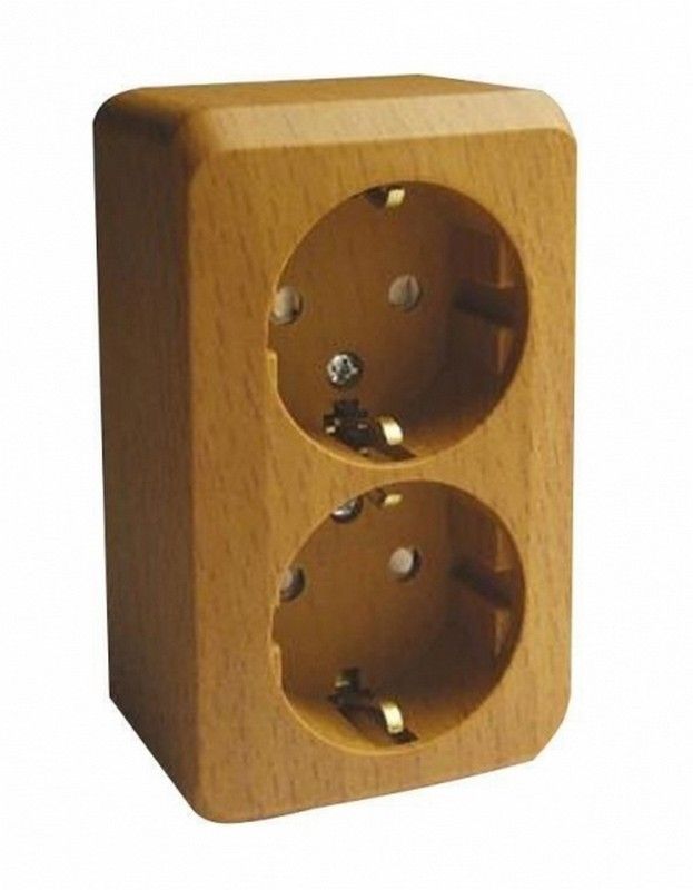 Этюд Дача Розетка 2-ая Systeme Electric Этюд наружный Дача Темный бук с/з со шторками PA16-008T