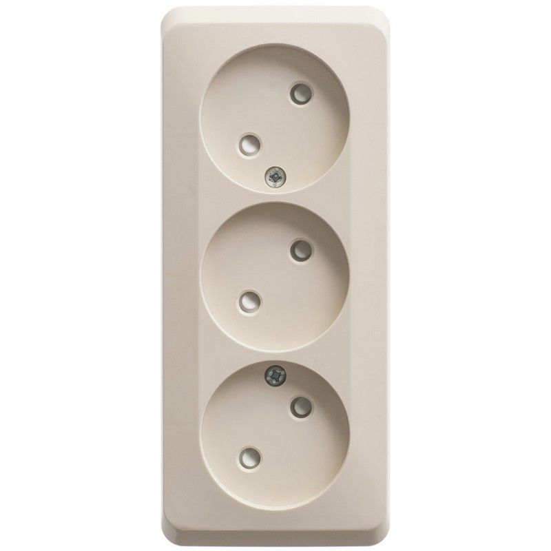 Этюд Кремовый Розетка 3-ая Systeme Electric Этюд наружный Бежевый б/з со шторками 16А 250B PA16-010K
