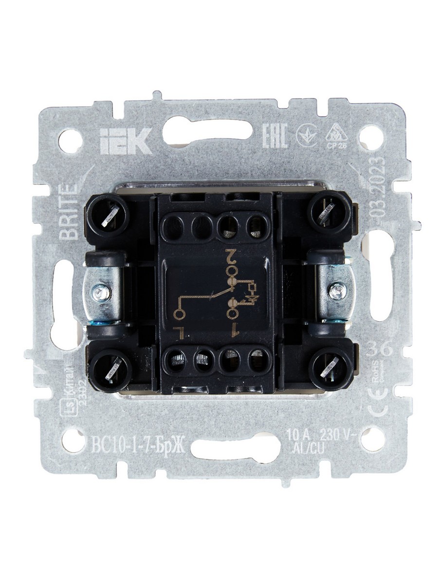 IEK Brite Жемчуг Выключатель IEK BRITE BASE Жемчуг 1-кл. прох. с инд. 10А ВС10-1-7-БрЖ BR-V12-1-10-K36