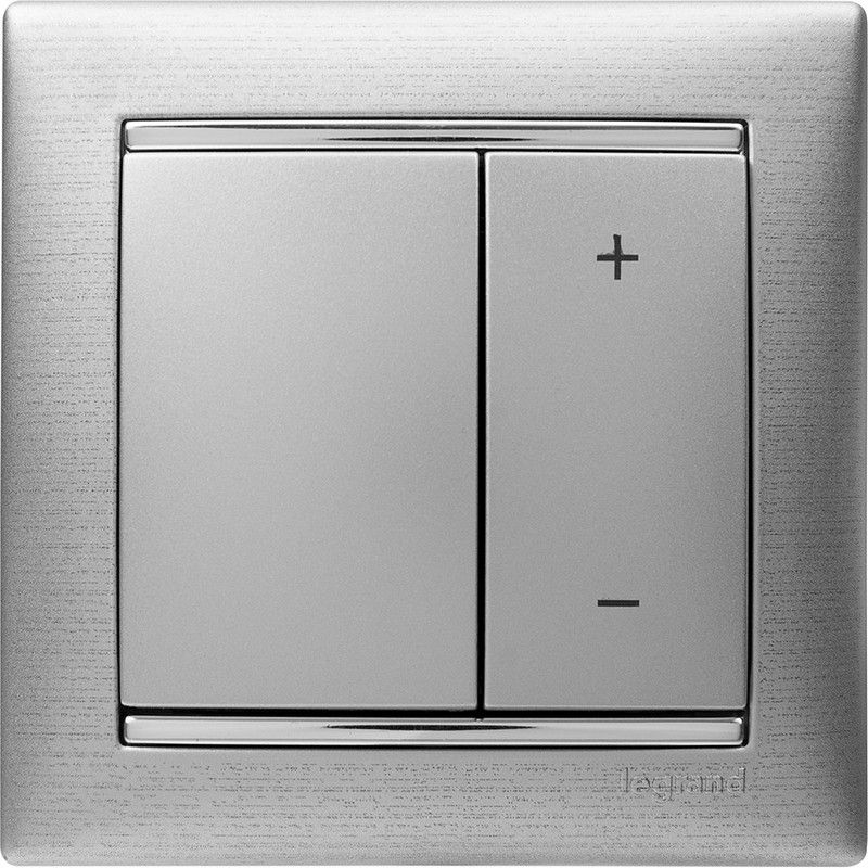Legrand Valena Classic Алюминий Светорегулятор Legrand Valena Алюминий нажимной 40-600W для л/н и обмоточных т-ров 770274