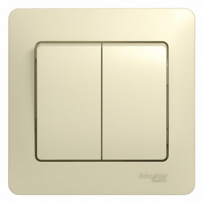Glossa Бежевый Выключатель Systeme Electric Glossa Бежевый 2-клавишный, сх.5 (в сборе с рамкой) GSL000252