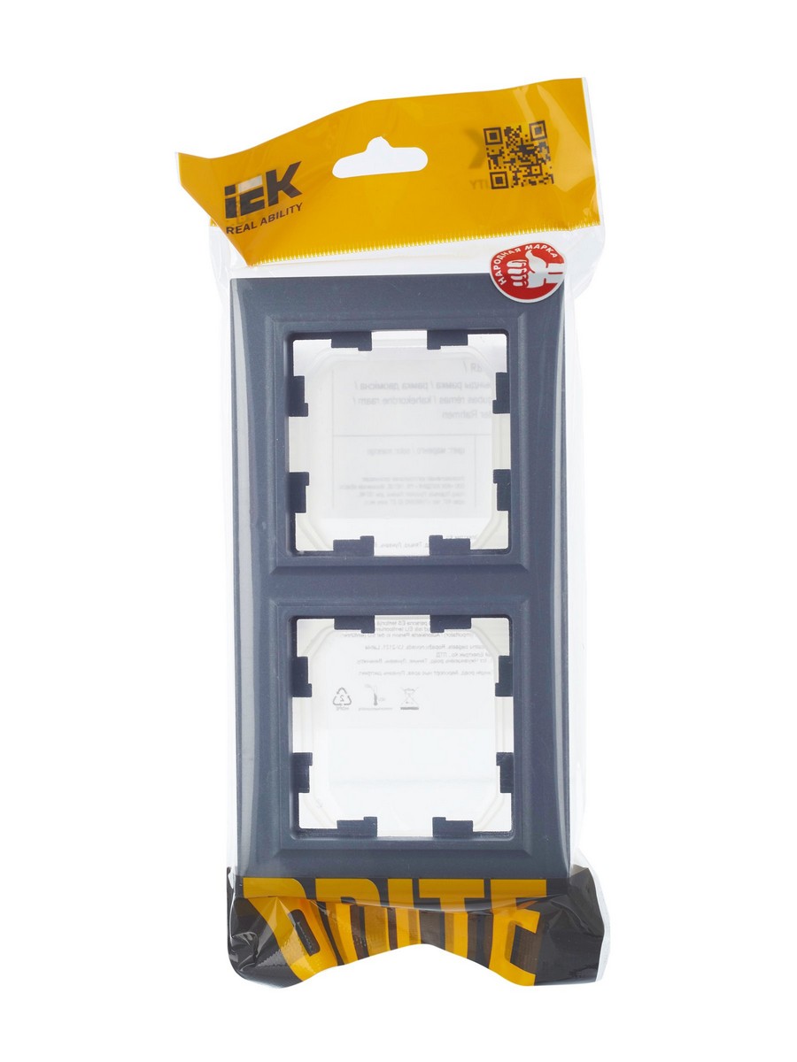 IEK Brite Маренго Рамка IEK BRITE 2-местная IP44 РУ-2-БрМ-44 маренго BR-M22-44-K35