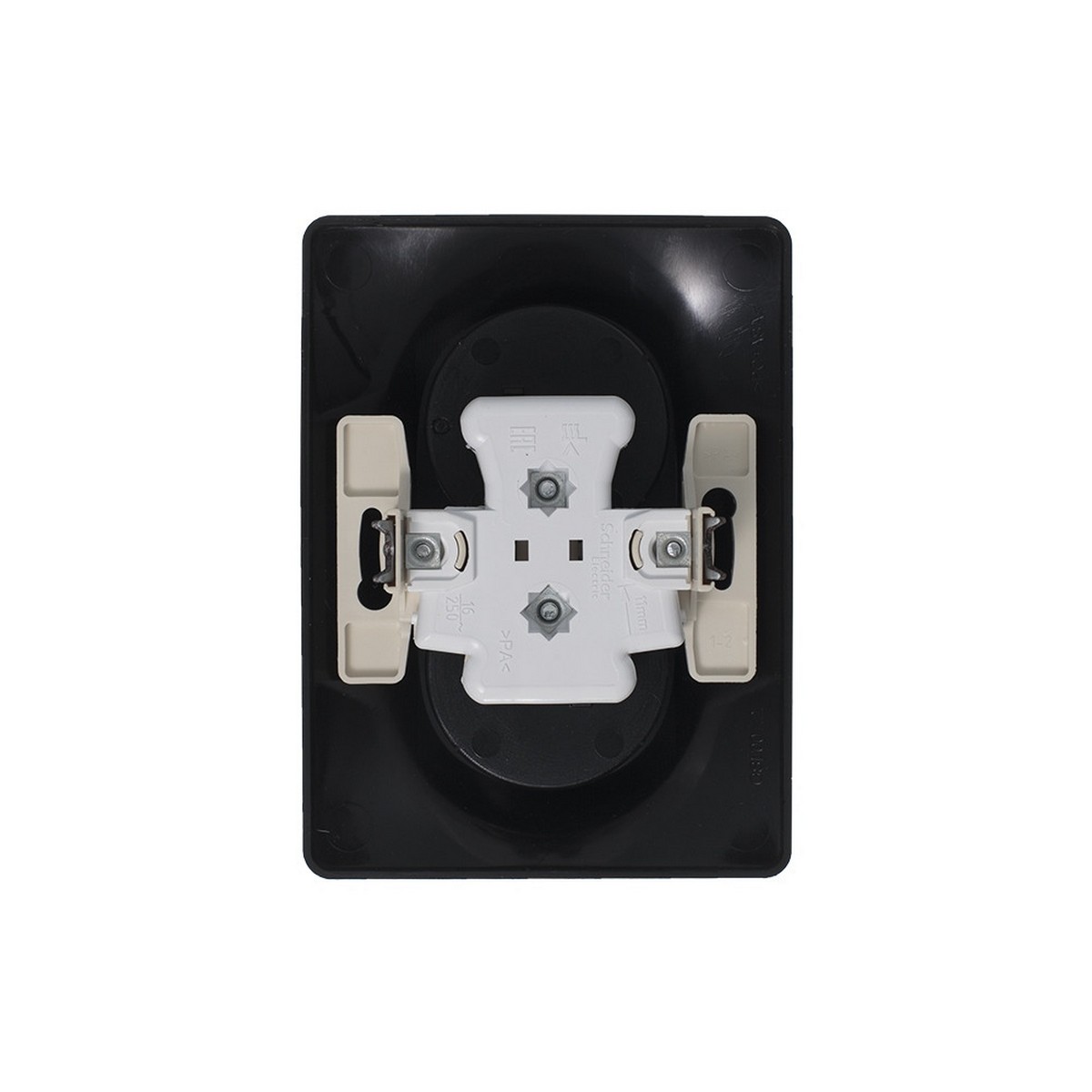 Glossa Антрацит Розетка Systeme Electric Glossa Антрацит двойная без заземления,16А, в сборе GSL000720