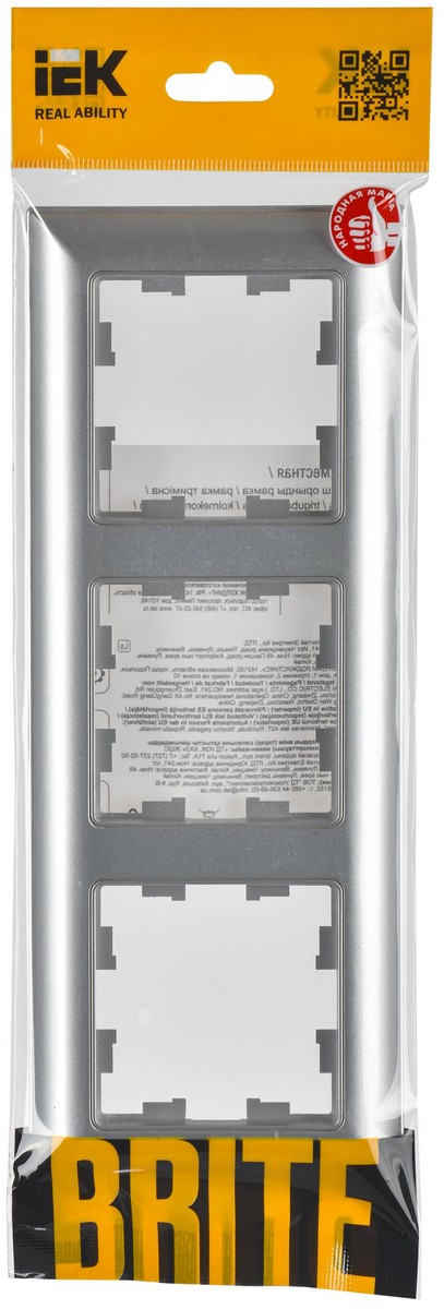 IEK Brite Рамки Рамка IEK BRITE DECOR Алюминий 3D-форма 3-м РУ-3-Бр BR-M32-12-K47