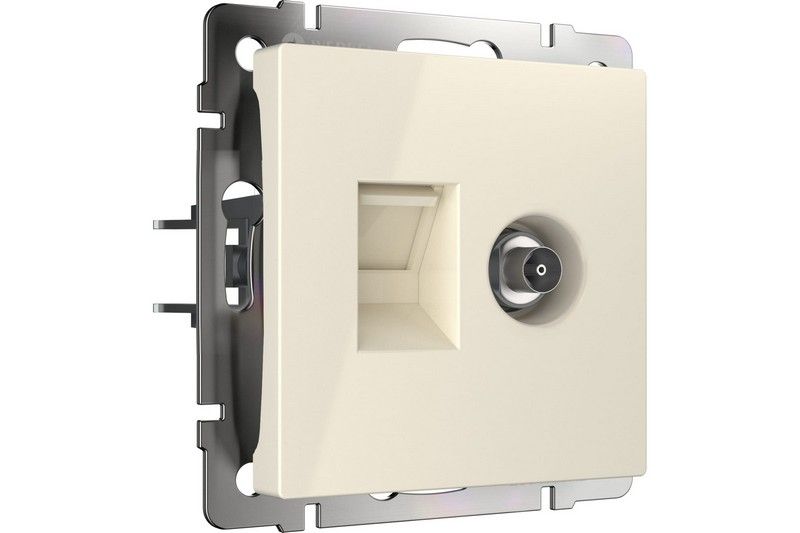 Werkel Слоновая кость механизмы Розетка Werkel ТВ+Ethernet RJ-45 6 cat.слоновая кость W1181303