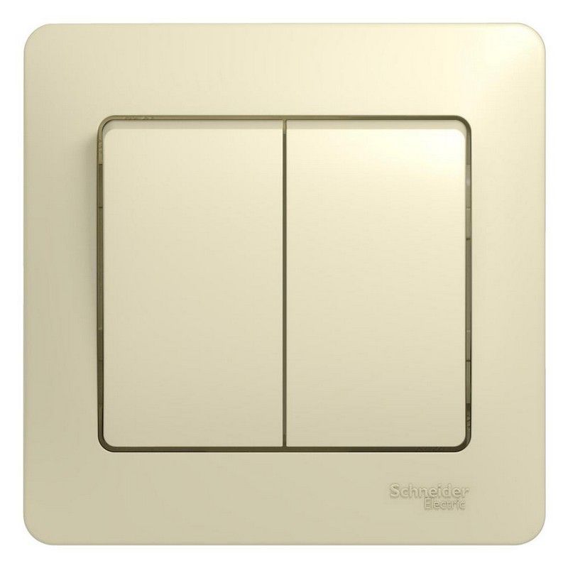 Glossa Бежевый Выключатель Systeme Electric Glossa Бежевый 2-клавишный, сх.5 (в сборе с рамкой) GSL000252