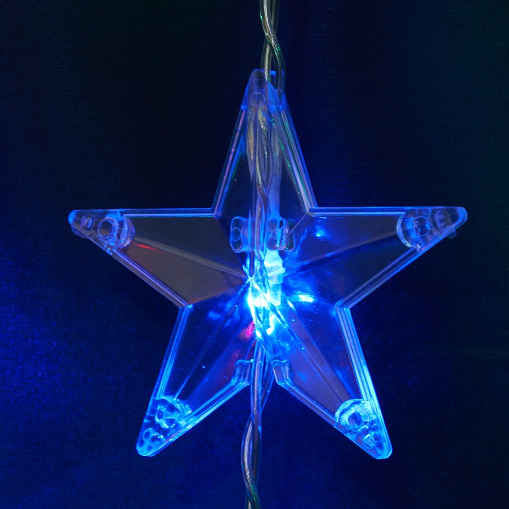 Светодиодная гирлянда Feron CL25 занавес Звездочки 2*1м + 3м 230V мультиколор статичная c питанием от сети прозрачный шнур 48609