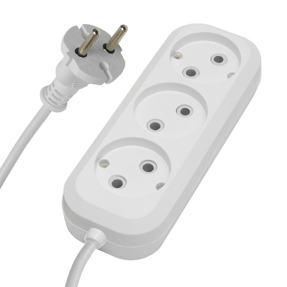 Колодки и удлинители, тройники Удлинитель 3-местный б/з Stekker HM01-30-02 2м Home (У10-430) белый 39209 