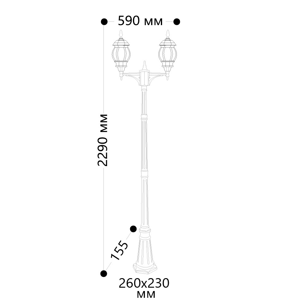 Светильник садово-парковый Feron 8114/PL8114 столб 2*100W E27 230V черный 11213