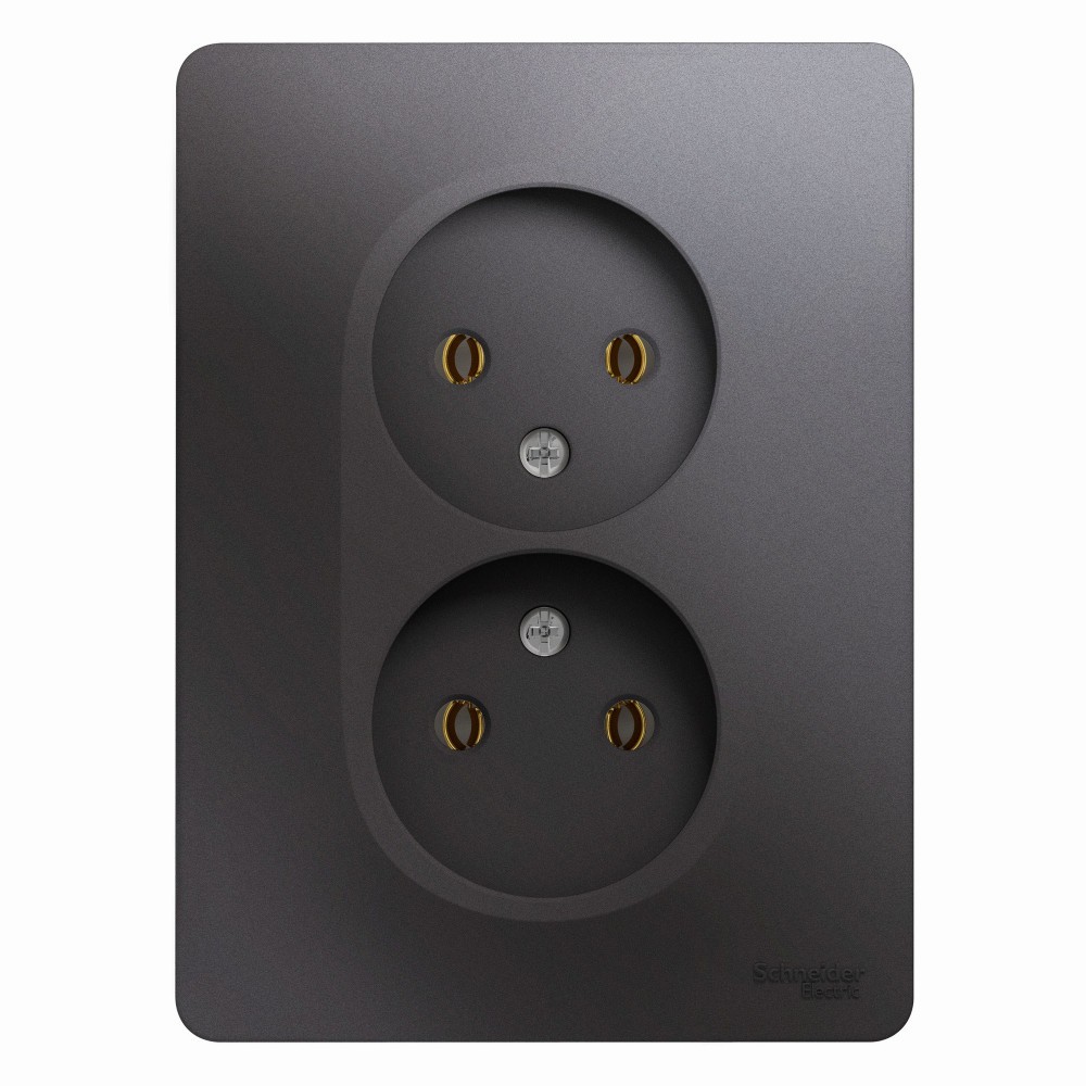 Glossa Графит Розетка Systeme Electric Glossa Графит 2-ая б-з (в сборе) GSL001320