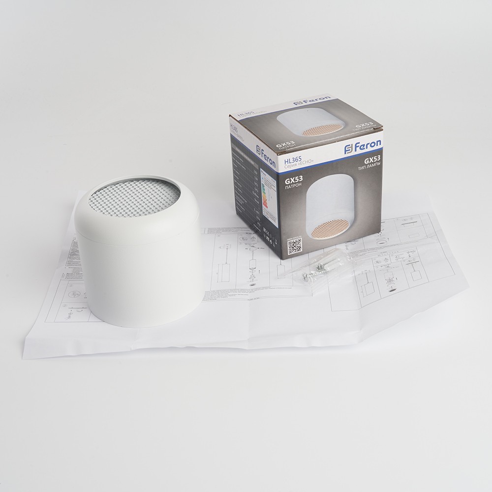 Светильники споты светодиодные Светильник спот потолочный Feron HL365 Barrel ECHO 12W GX53 белый с антибликовой сеточкой 48401 