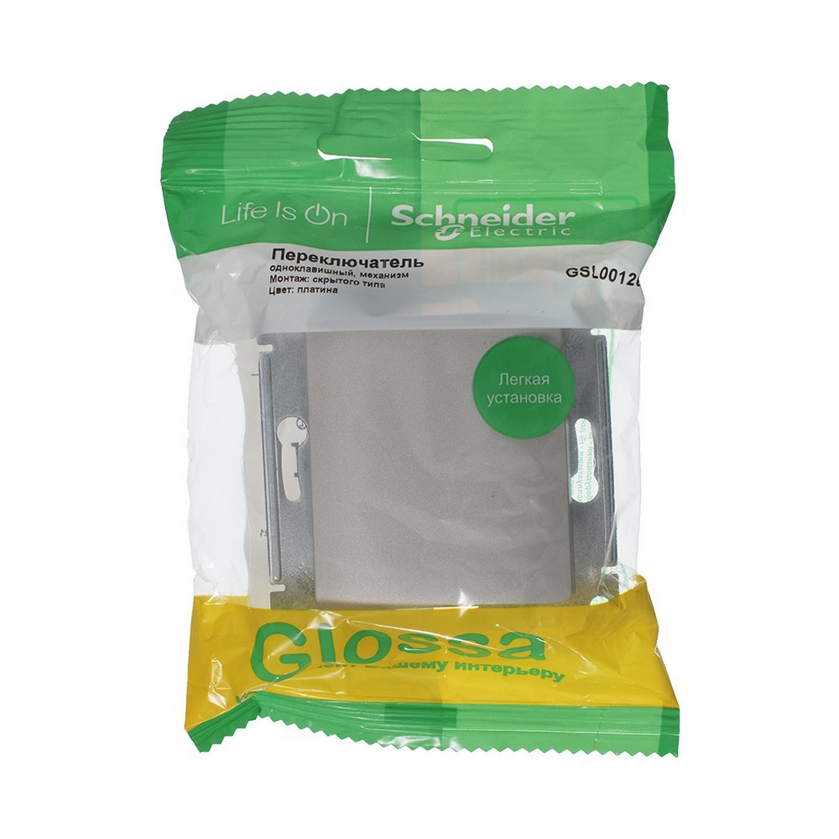 Glossa Платина Переключатель 1-клавишный Systeme Electric Glossa Платина GSL001261