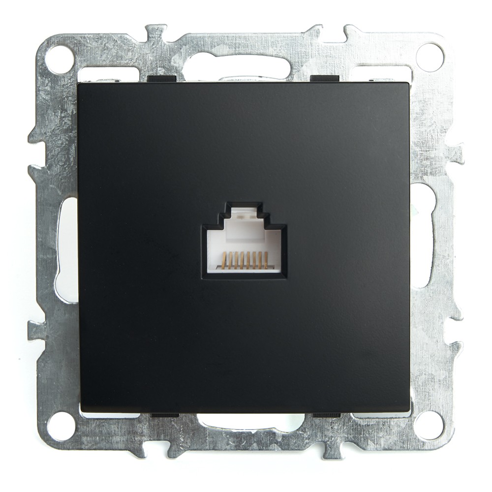 Эрна - Розетки и выключатели Stekker Розетка компьютерная 1-местная RJ-45 STEKKER PST00-9107-03 Эрна черный 49151
