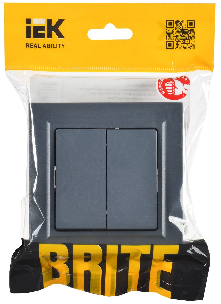 IEK Brite Маренго Выключатель IEK BRITE Маренго 2-кл. 10А в сборе ВСР10-2-0-БрМ BR-V20-0-10-K35-F