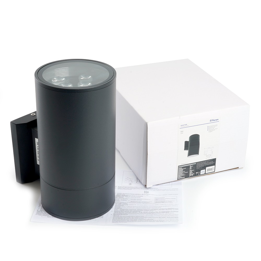 Уличные настенные светильники Светильник уличный светодиодный Feron DH0709 9W 850Lm 4000K черный 48353 