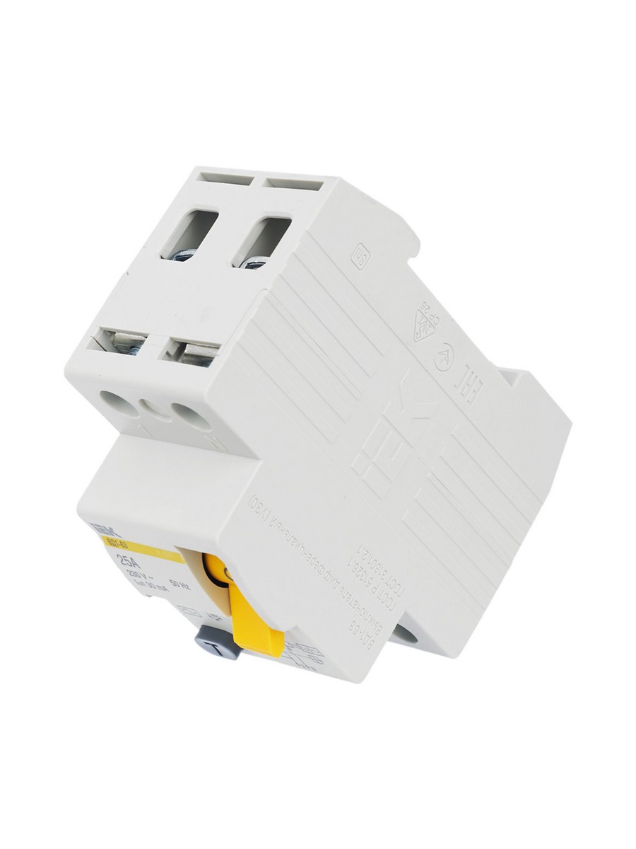 IEK Выключатель дифференциальный IEK KARAT ВД1-63 (УЗО) 2Р 25А 30мА MDV10-2-025-030 