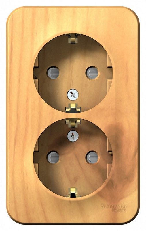 Blanca ясень розетки и выключатели Розетка SE Blanca 2-ая Ясень наружный с/з со шторками изолир. пластина BLNRA011215