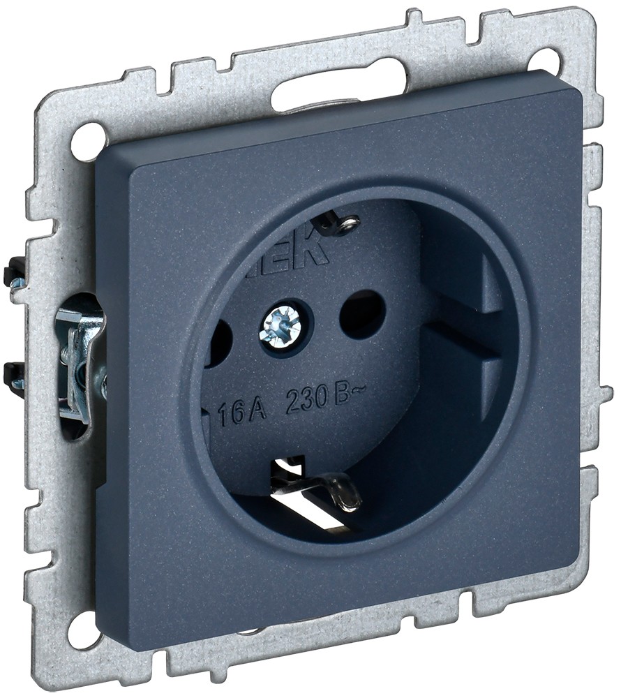 IEK Brite Маренго Розетка IEK BRITE с/з с шторками 16А РС14-1-0-БрМ маренго BR-R14-16-K35
