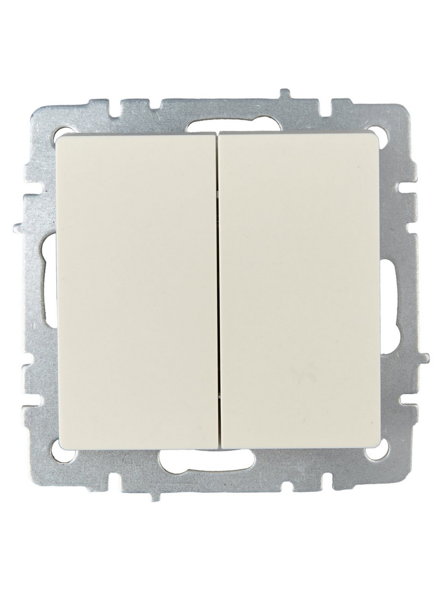 IEK Brite Бежевый Выключатель IEK BRITE 2-клавишный проходной 10А ВС10-2-6-БрКр бежевый BR-V22-0-10-K10