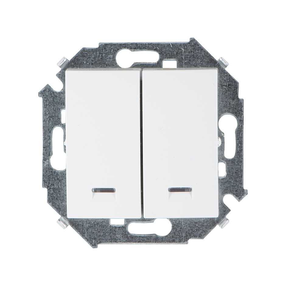 Розетки и выключатели Simon 15 Белый Выключатель 2-клавишный Simon 15 Белый с подсветкой 16А 1591392-030