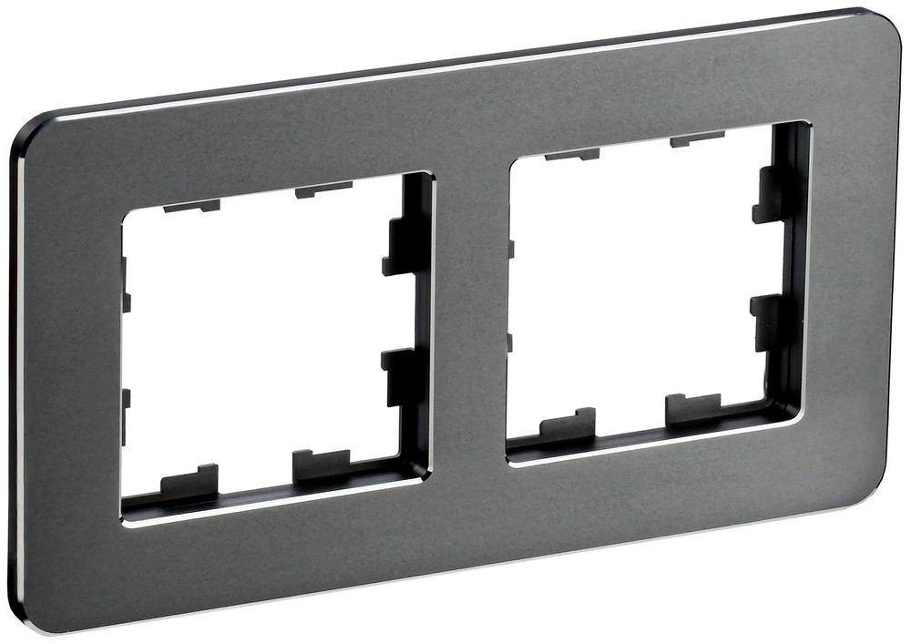 IEK Brite Рамки Рамка IEK BRITE DECOR Титан металл. скругл.угол 2-м РУ-2-1-Бр RE BR-M22-M-01-K48